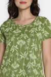 Zivame Nature Trails Knit Cotton Knee Length Nightdress - Turtle Green — thumbnail 5